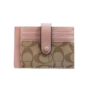 Women's Monogram Card Holder – Pink Vegan Leather